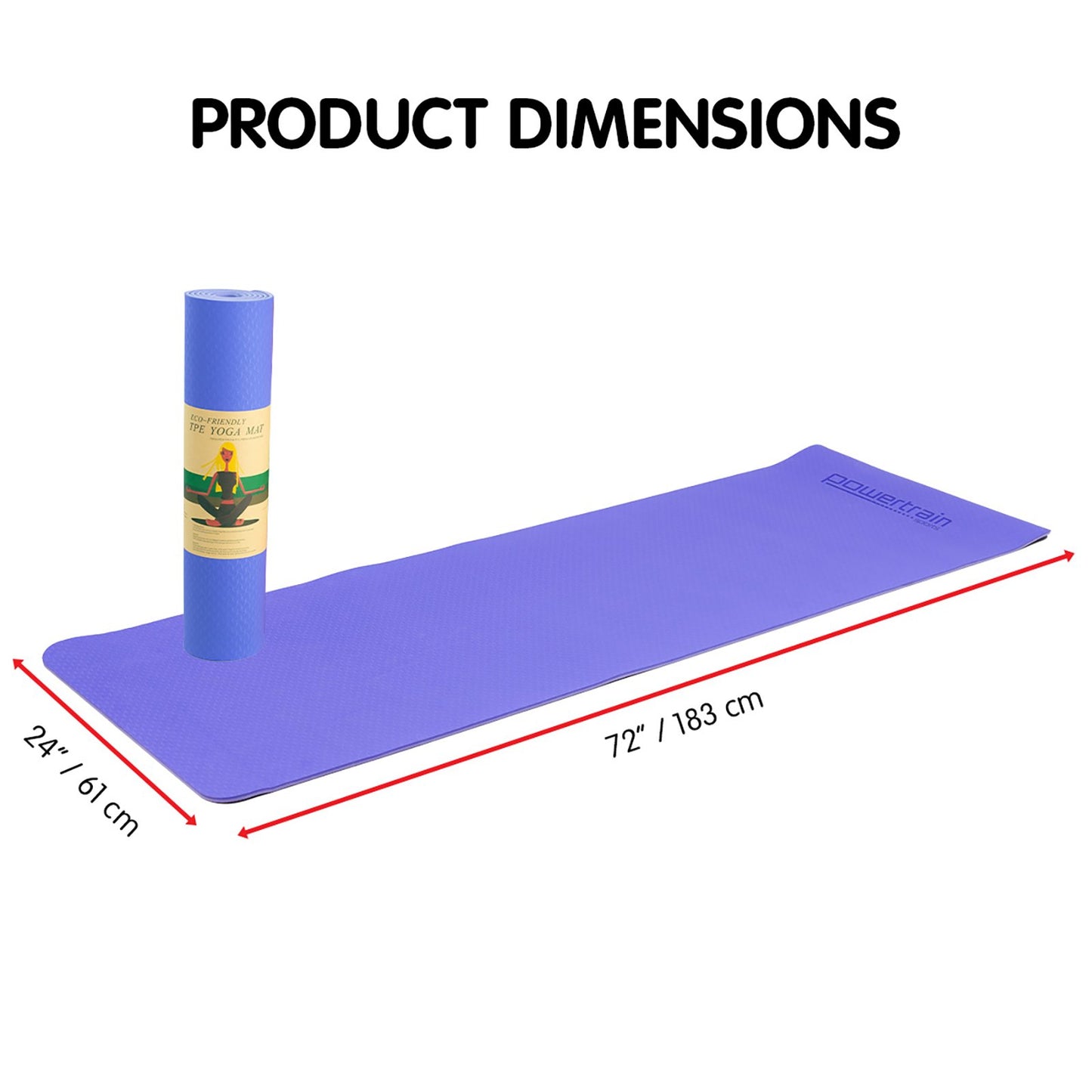 Powertrain Eco-Friendly TPE Pilates Exercise Yoga Mat 8mm Light Purple