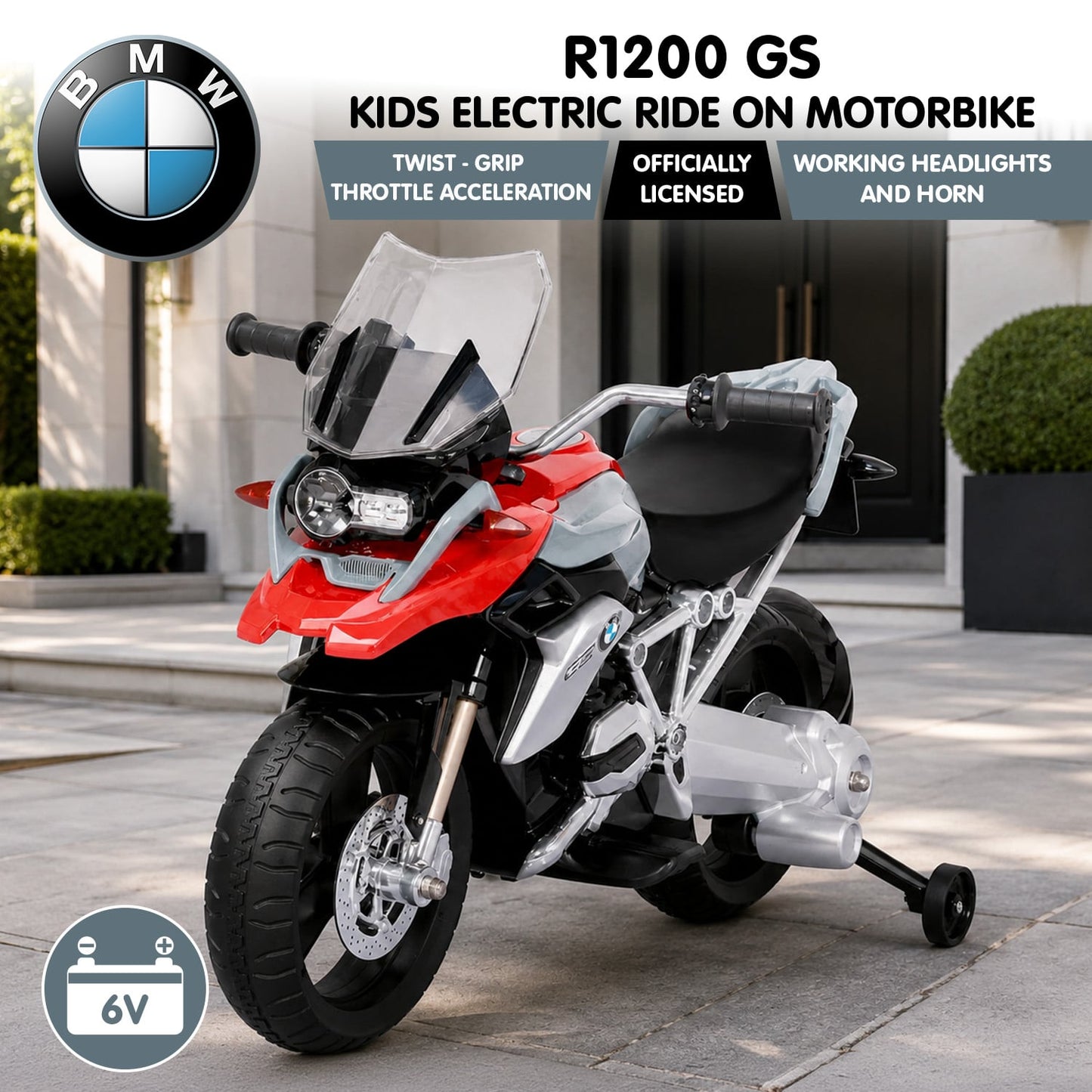 BMW R1200 GS 6V Electric Ride-On Motorcycle for Kids