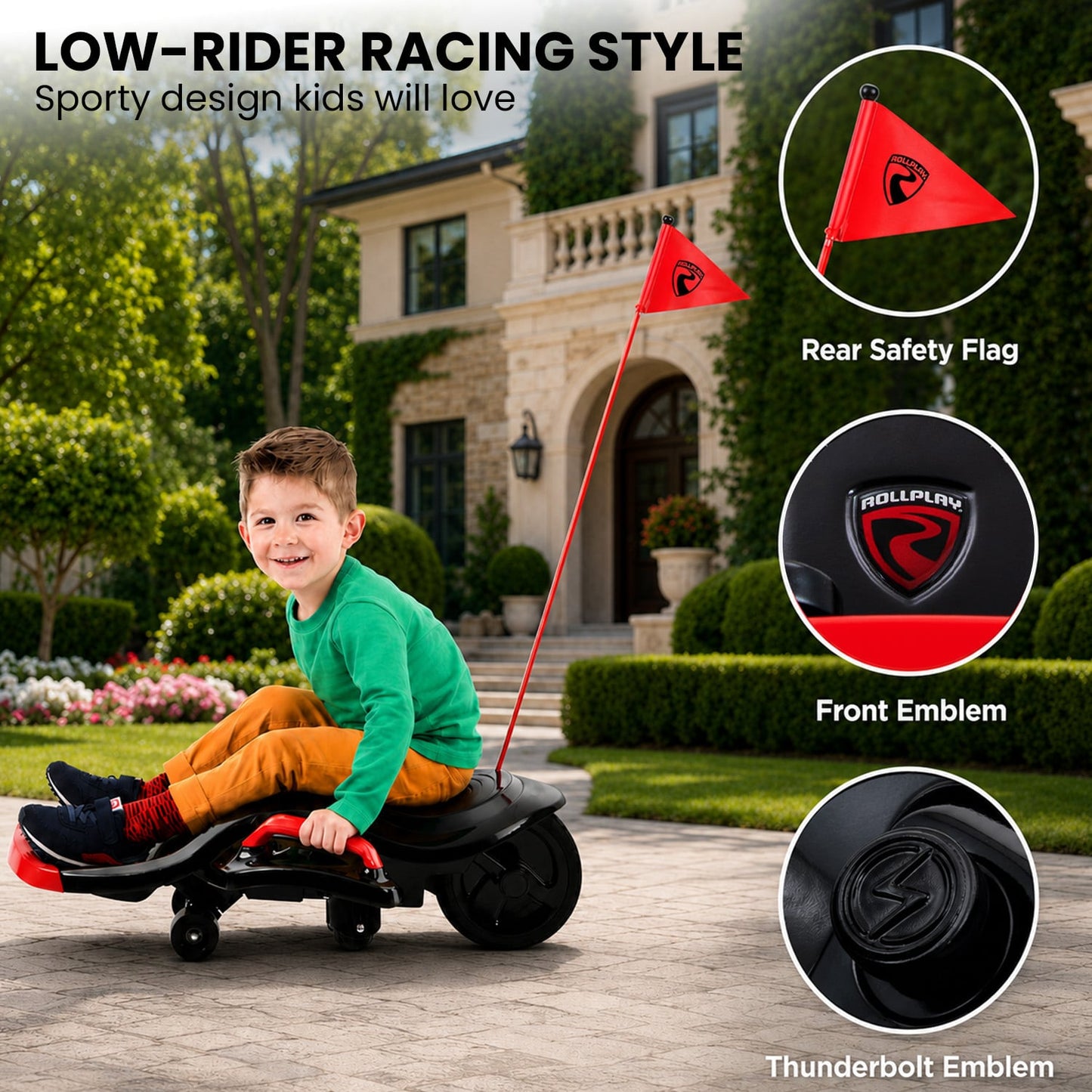 Rollplay Nighthawk Bolt 12V Electric Ride-On Go Kart for Kids