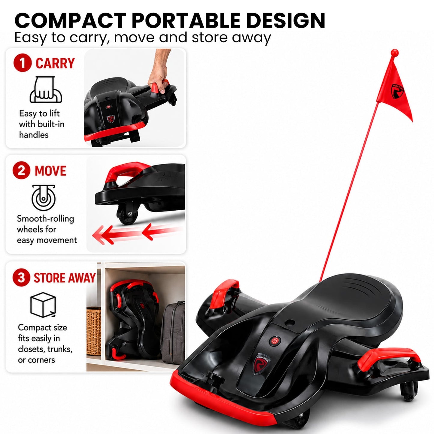 Rollplay Nighthawk Bolt 12V Electric Ride-On Go Kart for Kids