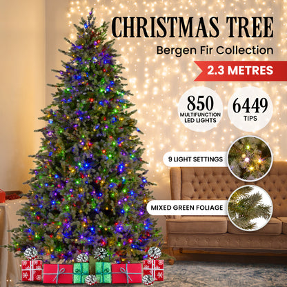Bergen Fir 7.5ft Multicolour Pre-Lit Christmas Tree
