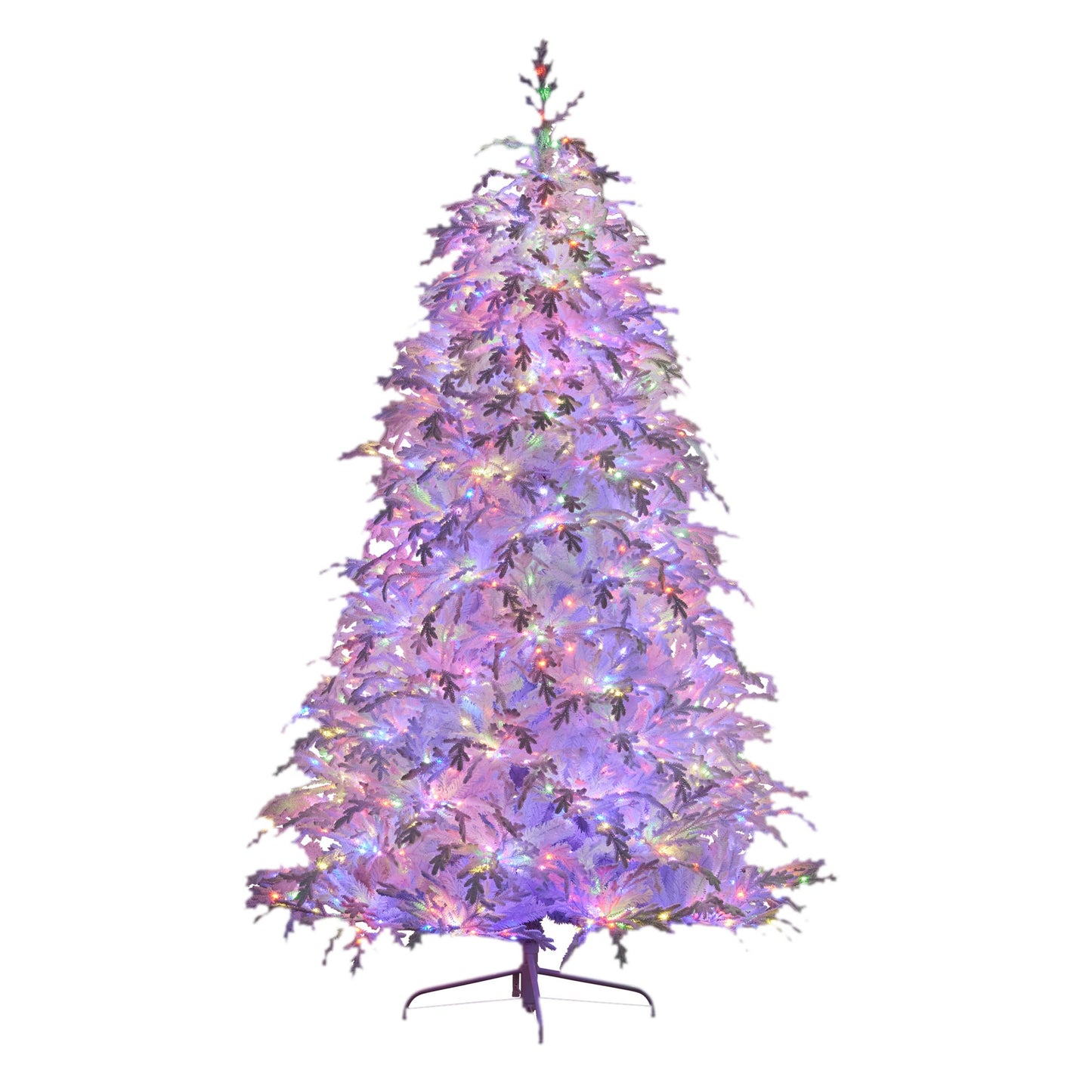 Christabelle 2.3m 7.5ft Crystal Snow Christmas Tree Pre Lit Multi Function Micro LED Artificial Indoor Xmas Decor Home