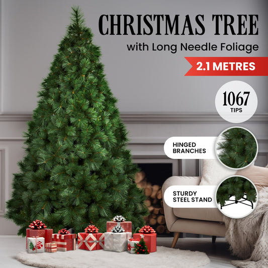 Christabelle 2.1m Needle Green Pine Christmas Tree with 1067 Tips