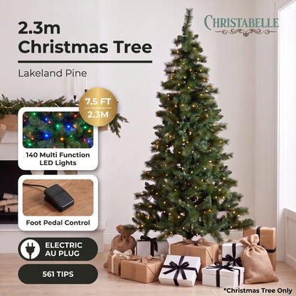 Christabelle 2.3m 7.5ft Lakeland Pine Christmas Tree Pre Lit Multi Function LED Artificial Indoor Xmas Decor Home