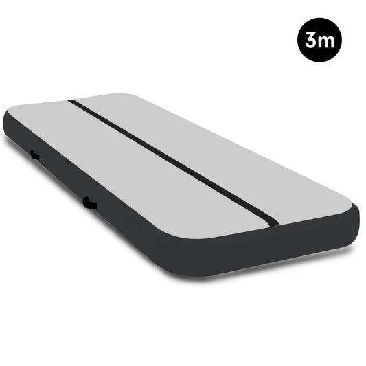 Powertrain Airtrack 20cm Thick 3m x 1m Inflatable Gymnastics Tumbling Mat Air Track - Black
