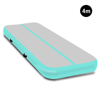 Powertrain Airtrack 20cm Thick 4m x 2m Inflatable Gymnastics Tumbling Mat Air Track - Mint Green