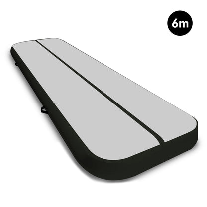 Powertrain Airtrack 20cm Thick 6m x 1m Inflatable Gymnastics Tumbling Mat Air Track - Black