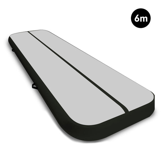 Powertrain Airtrack 20cm Thick 6m x 1m Inflatable Gymnastics Tumbling Mat Air Track - Black