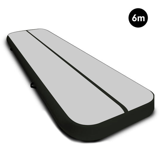 6m x 2m Air Track Tumbling Mat Gymnastics Exercise Grey Black