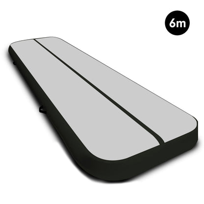 Powertrain Airtrack 20cm Thick 6m x 2m Inflatable Gymnastics Tumbling Mat Air Track - Black