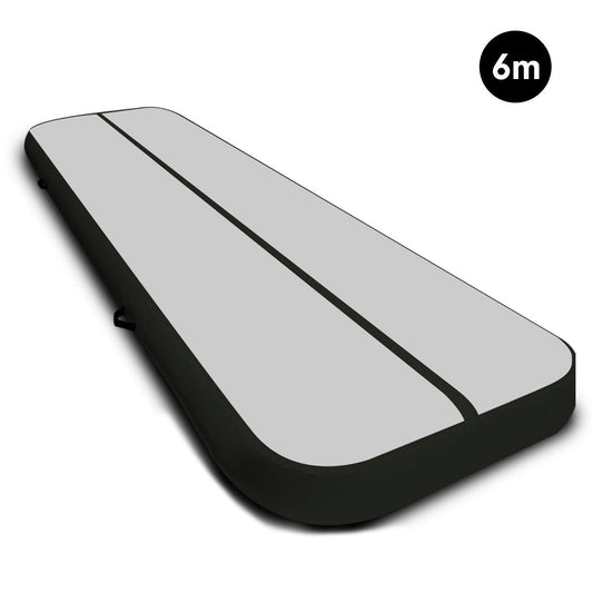 Powertrain Airtrack 20cm Thick 6m x 2m Inflatable Gymnastics Tumbling Mat Air Track - Black