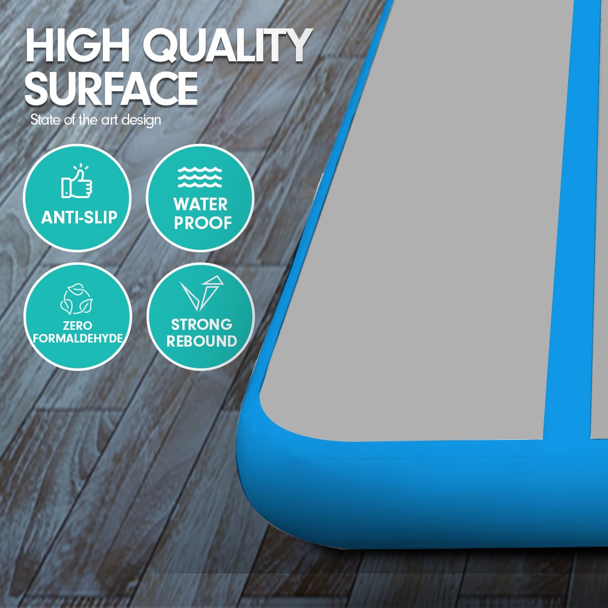 6m x 2m Air Track Tumbling Mat Gymnastics Exercise Grey Blue