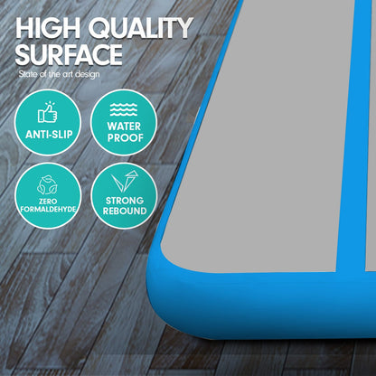 6m x 2m Air Track Tumbling Mat Gymnastics Exercise Grey Blue