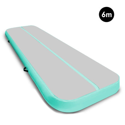 Powertrain Airtrack 20cm Thick 6m x 2m Inflatable Gymnastics Tumbling Mat Air Track - Mint Green