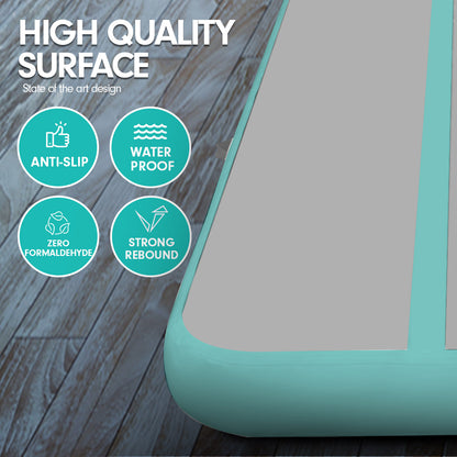 6m x 2m Air Track Tumbling Mat Gymnastics Exercise Grey Green