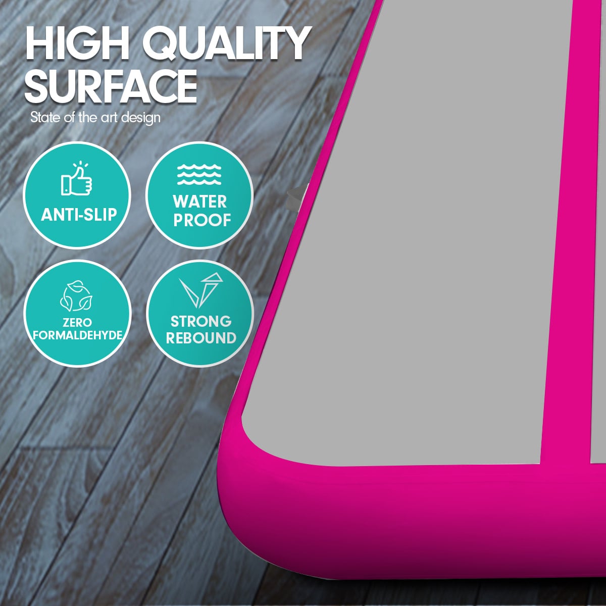 6m x 2m Air Track Tumbling Mat Gymnastics Exercise Grey Pink