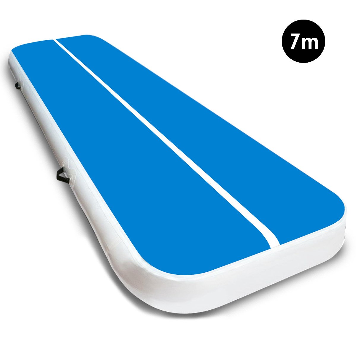 Powertrain Airtrack 20cm Thick 7m x 1m Inflatable Gymnastics Tumbling Mat Air Track - Blue