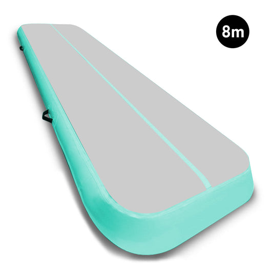 Powertrain Airtrack 20cm Thick 8m x 1m Inflatable Gymnastics Tumbling Mat Air Track - Mint Green