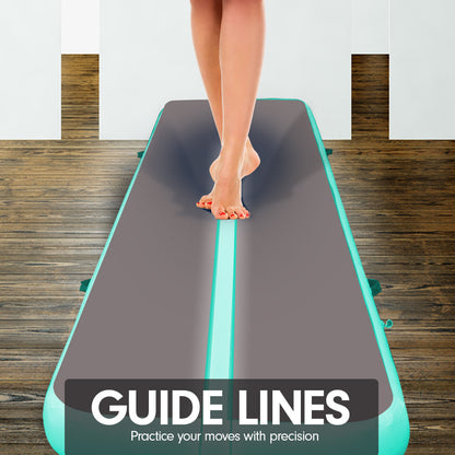 8m x 1m Air Track Inflatable Gymnastics Mat Tumbling - Grey Green