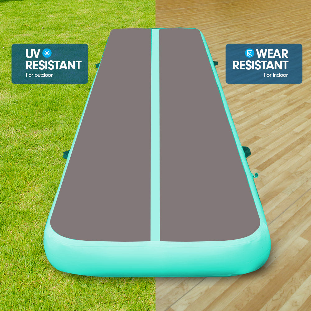 8m x 1m Air Track Inflatable Gymnastics Mat Tumbling - Grey Green