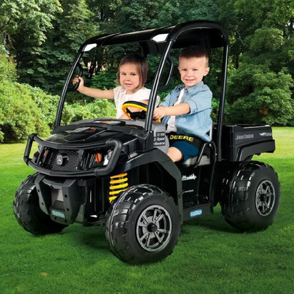 John Deere Gator XUV Midnight Black 12V Battery Kids 2-Seater Ride On Truck Toy with Working Dump Bed
