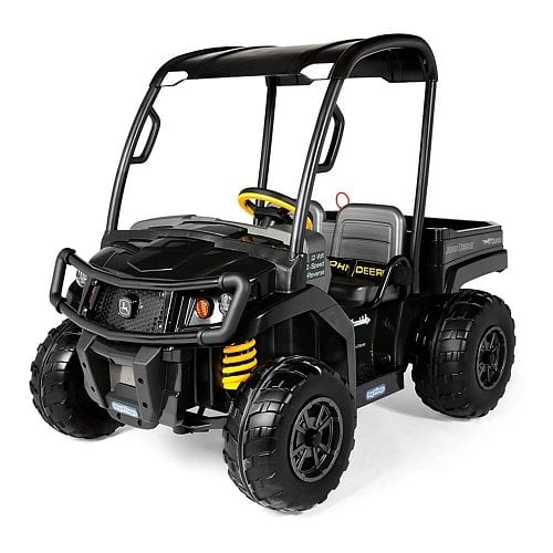 John Deere Gator XUV Midnight Black 12V Battery Kids 2-Seater Ride On Truck Toy with Working Dump Bed