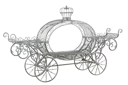 Christabelle 258cm Silver and White Metal Pumpkin Carriage