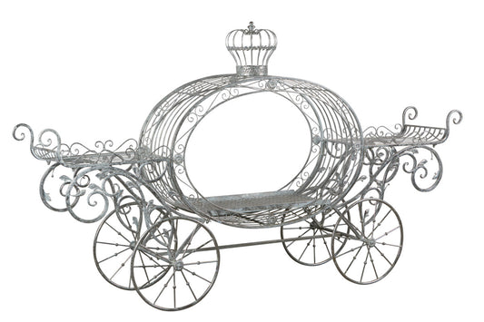 Christabelle 258cm Silver and White Metal Pumpkin Carriage