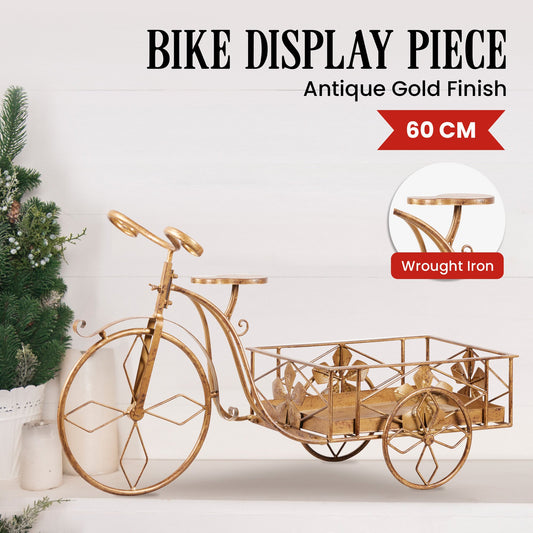 Christabelle Antique Gold Bicycle Display Metal Christmas Decor