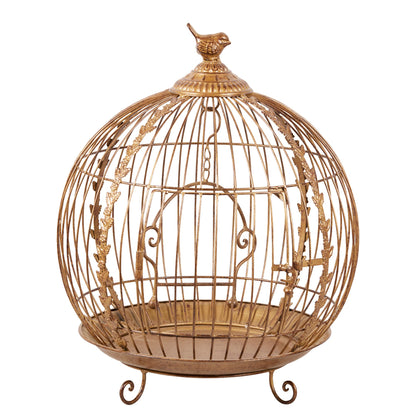 Christabelle Antique Gold Bird Cage Display Metal Christmas Decor