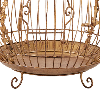 Christabelle Antique Gold Bird Cage Display Metal Christmas Decor