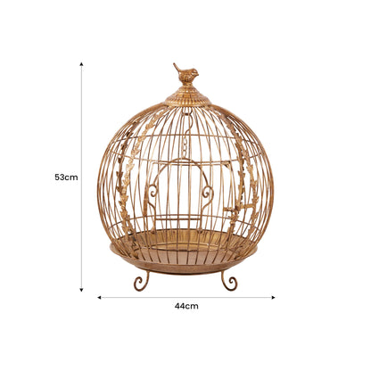 Christabelle Antique Gold Bird Cage Display Metal Christmas Decor