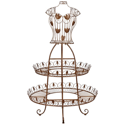 Christabelle Antique Gold 2-Tier Metal Mannequin Display Stand