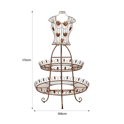Christabelle Antique Gold 2-Tier Metal Mannequin Display Stand