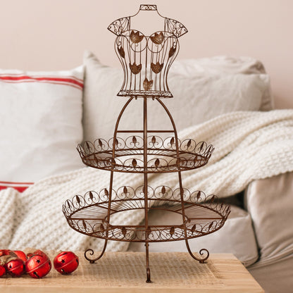 Christabelle Antique Gold 2-Tier Metal Mannequin Display Stand