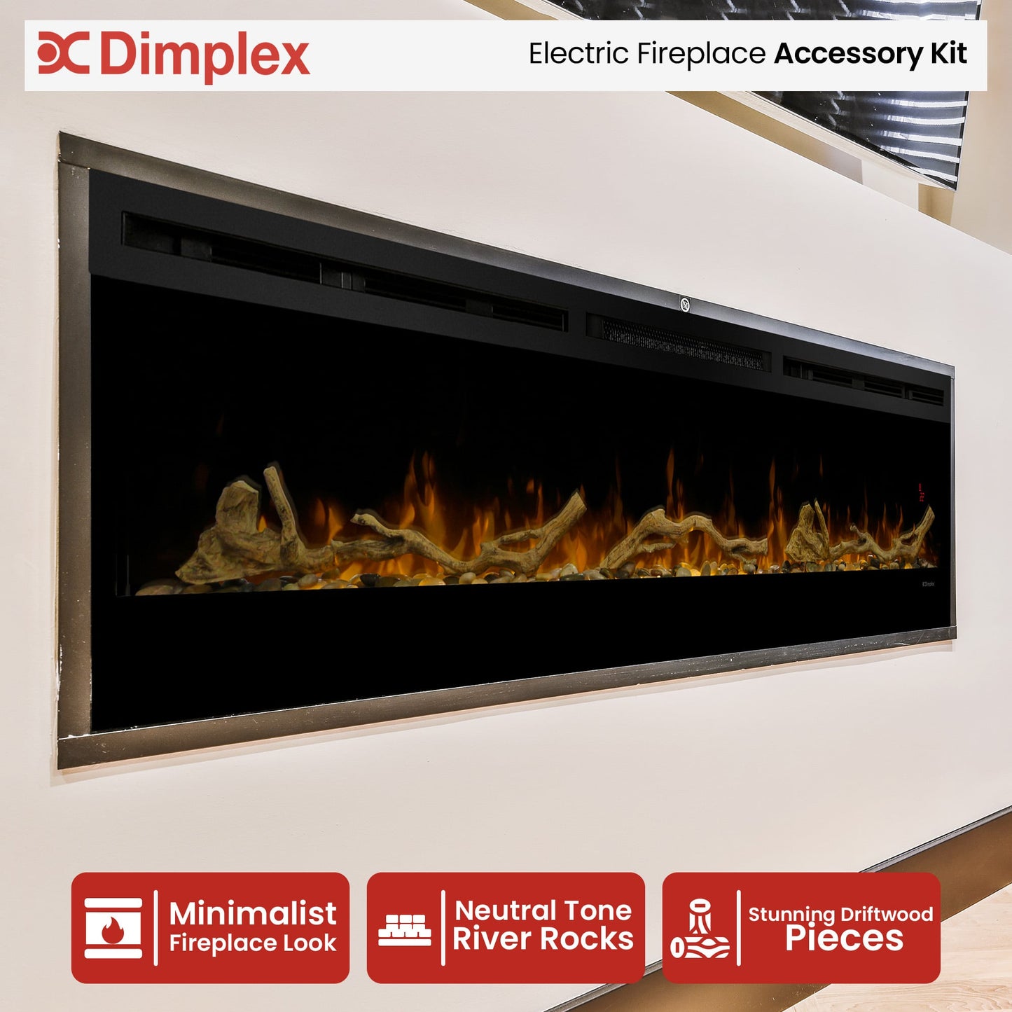 Dimplex Driftwood & River Rock Accessory Pack Kit for 74-inch Linear Fireplace