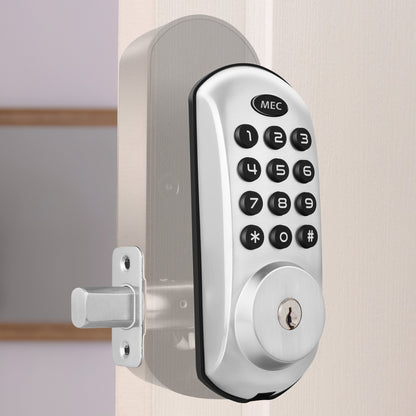 MEC Digital Motorised Smart Lock 20 User Codes Auto-Lock Backlit Keypad Chrome