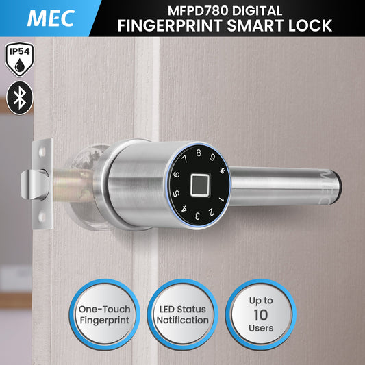 MEC Digital Fingerprint Smart Auto Lock with One-Touch Verification Anti-Panic Exit Bluetooth Access Keyless Entry