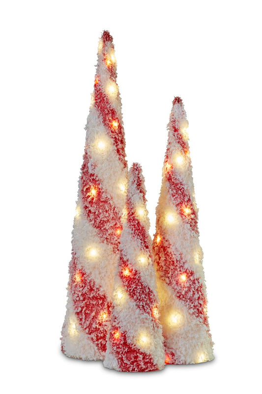Christabelle 3 Piece Red & White Tabletop Christmas Tree Set with Lights