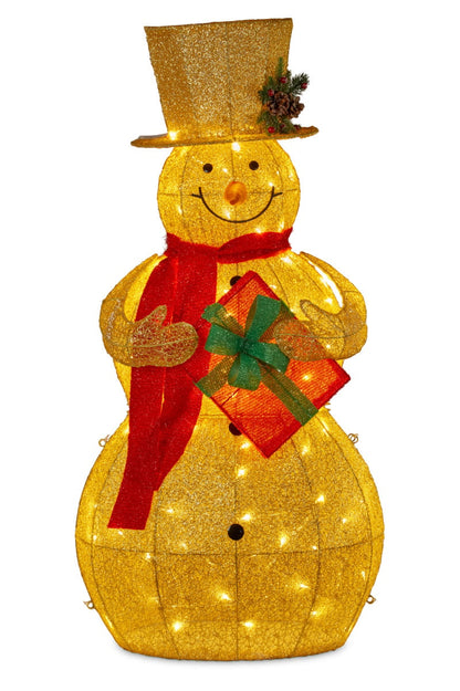 Christabelle 120cm Gold Outdoor Christmas Snowman with Lights