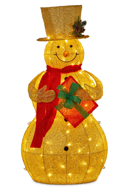 Christabelle 120cm Gold Outdoor Christmas Snowman with Lights