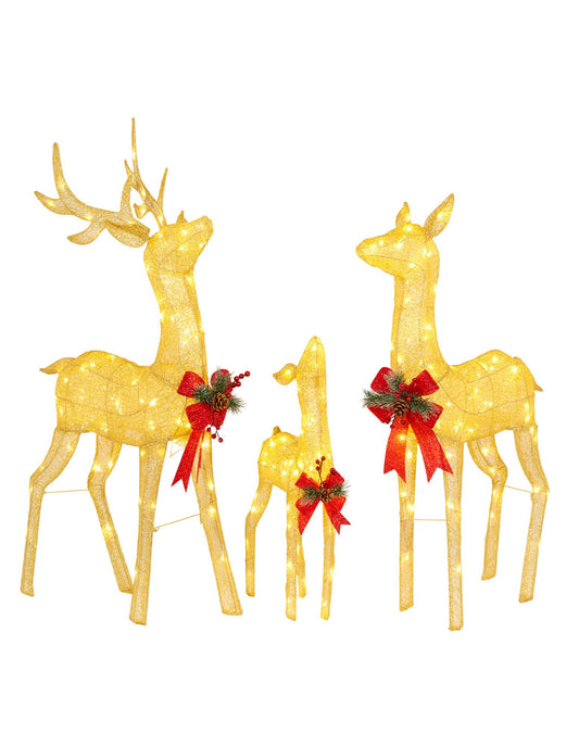Christabelle Set of 3 White Mesh Outdoor Christmas Display Reindeer with Lights