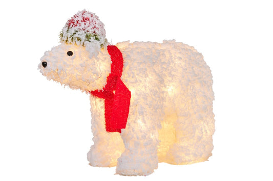 Christabelle Christmas Polar Bear with LED Lights & Snowy Finish 43cm Decoration