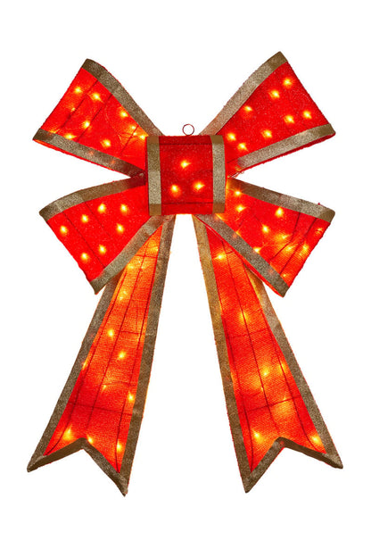 Christabelle Christmas Bow Display with Lights- Red Indoor/Outdoor 110cm
