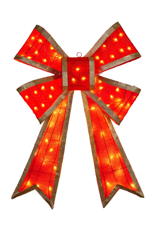 Christabelle Christmas Bow Display with Lights- Red Indoor/Outdoor 110cm