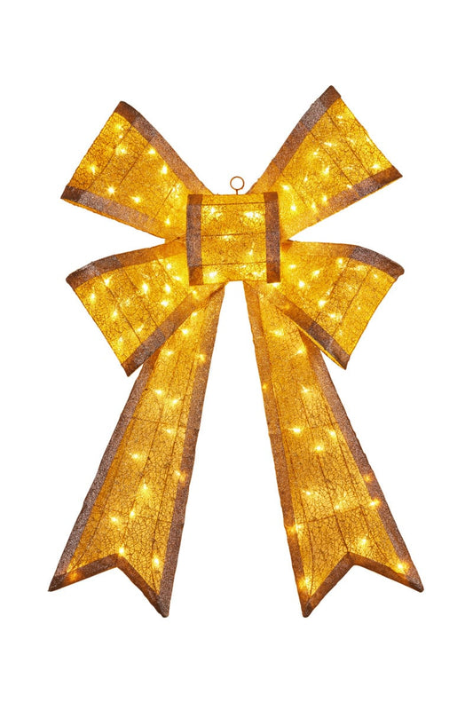 Christabelle Christmas Bow Display with Lights - Gold Indoor/Outdoor 110cm