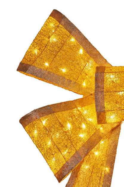 Christabelle Christmas Bow Display with Lights - Gold Indoor/Outdoor 110cm