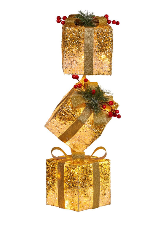 Christabelle 63cm Christmas Present Display Stack with LED Lights Decoration