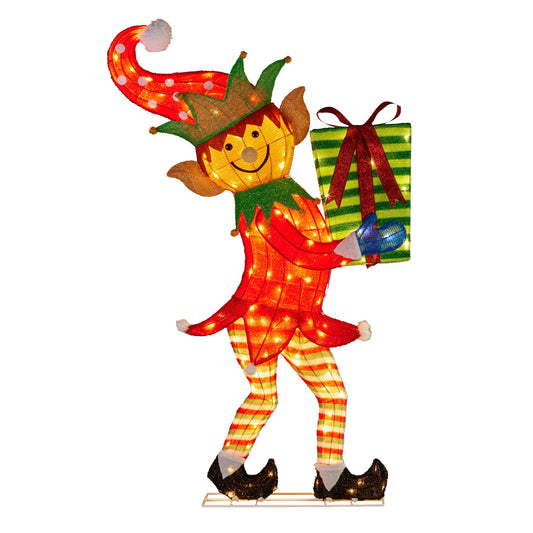 Christabelle 1.2m Christmas Elf Display Indoor Outdoor with LED Lights Decoration