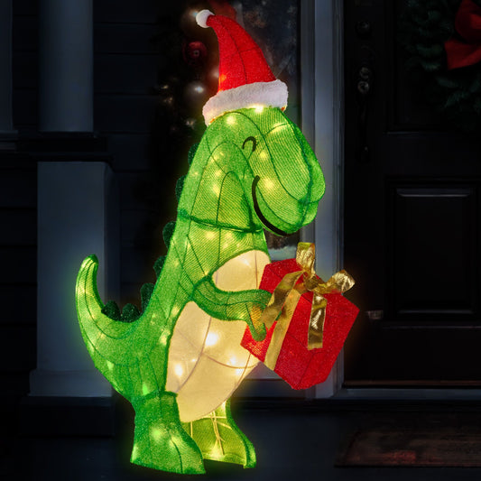 Christabelle 90cm Christmas Dinosaur Display with LED Lights Decoration